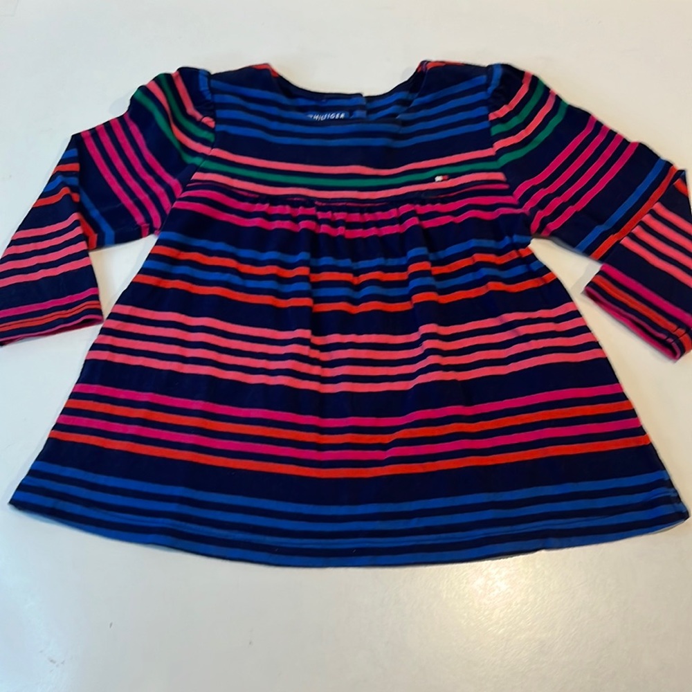 Tommy Hilfiger baby girl tunica blouse in mix color stripes 100% cotton size 12m